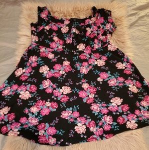 Off shoulder black floral dress